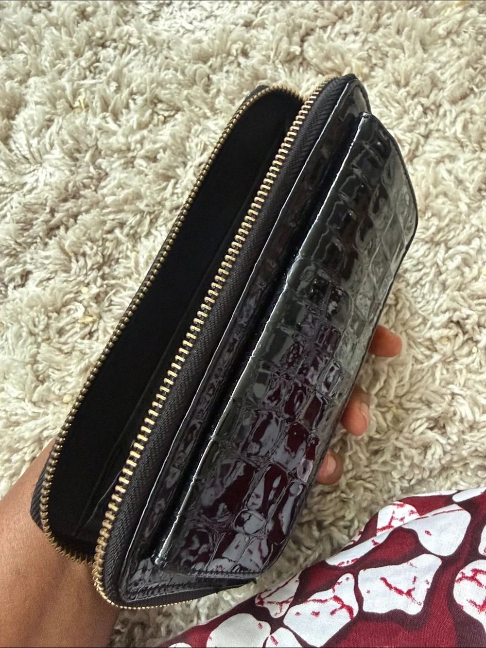Vintage Patent Zip Around Wallet